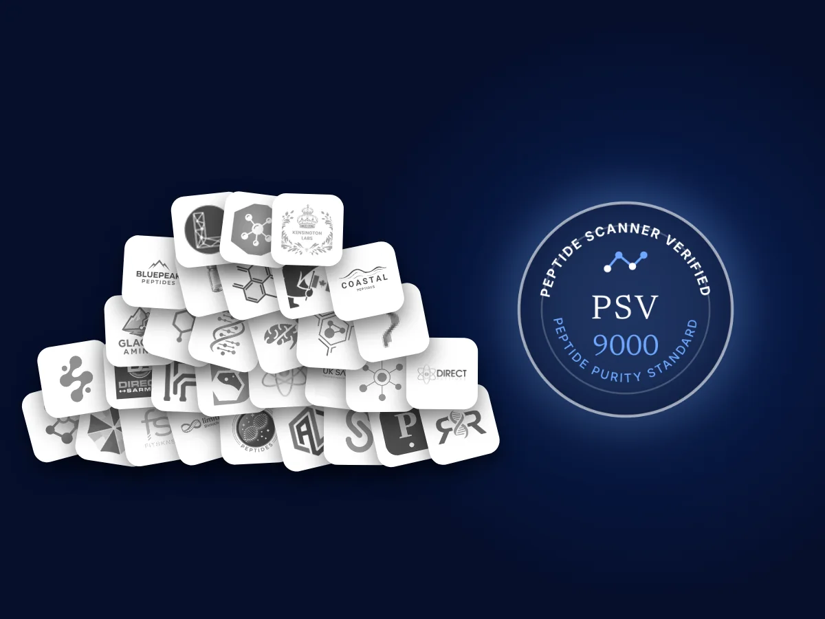A heap of greyed supplier logos on the left and one glowing PSV 9000 seal on the right
